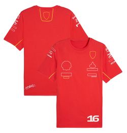 Men's Polos F1 2024 Team T-shirt Nieuwe Formule 1 Racing Mens Polo Shirts T-shirt Motorsport No.16 en No.55 Driver Red T-Shirt-fans Shirts Jersey AUF2