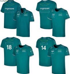 Polos pour hommes T-shirt officiel de pilote F1 pour hommes T-shirts de costume de course d'équipe de Formule 1 T-shirts Polo F1 Pilotes 14 et 18 T-shirts surdimensionnés Jersey personnalisable Dxy4