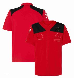 Polos para hombres F1 Racing Team Uniform Racing Camisa deportiva Botón Solapa Polo Camisa roja Camisa transpirable de secado rápido Personalizable Pou9