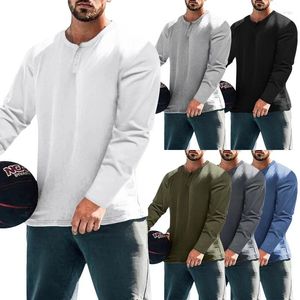 Polos para hombre Otoño 2024 Heavy Retro Amekaji Tough Guy Henley Shirt Camiseta de manga larga Top de fondo