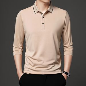 Polos pour hommes Marque de mode Polo solide pour hommes à manches longues décontracté automne et printemps vêtements coréen affaires polo pour hommes hauts 221006