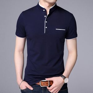 Polos pour hommes Marque de mode Polo Homme Été Col Mandarin Slim Fit Solide Couleur Bouton Respirant Polos Casual Hommes Vêtements 230130