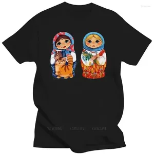 Marca de moda de polos para hombres teeshirt dos muñecas matryoshka camiseta para mujeres
