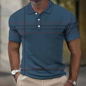 Polos pour hommes Fashion Business Stripe Print Polo Shirt Summer Short Sleeve T-Shirt Line Pattern Top Casual Men's Polo Shirt Vêtements surdimensionnés 230714