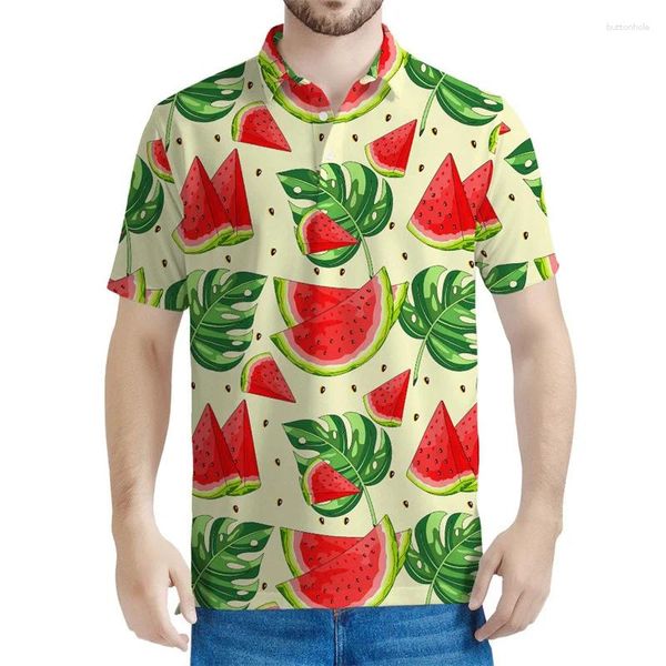 Polos pour hommes Fashion colorée Polo Polo Polo Men Femmes Summer Harajuku Garnières courtes Tees Hawaiian 3D Fruits imprimés T-shirt