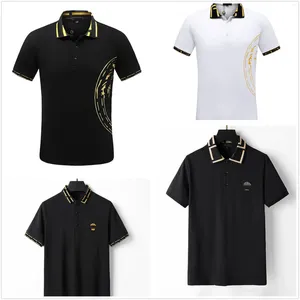 Mentiz pour hommes de la mode Polos T-shirt Summer Casual Broidered Match Pure Cotton High Sreetbusiness Black and White Collar
