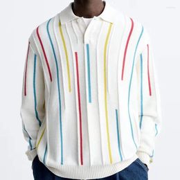 Herenpolo's Fashion Line Jacquard gebreid poloshirt Lente Herfst Ademend Dunne losse T-shirts met lange mouwen voor mannelijke tops