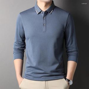 Polos pour hommes mode lâche couleur unie tout-match affaires polos vêtements 2024 printemps pulls décontractés hauts t-shirt coréen