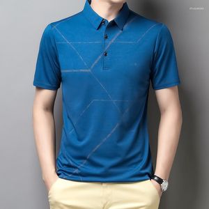 Polos Fashion Men Polo Polo Casual Short Short Summer Tops Cool Tops Striped Luxury For Clothing Korean Style