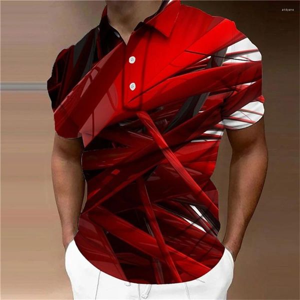 Polos pour hommes Polo de mode 3D coloré imprimé chemise surdimensionnée en vrac quotidien décontracté à manches courtes rue soft top t-shirts été hommes vêtements