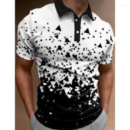 Hommes Polos Mode Polo Shirt 3d Noir Et Blanc Imprimé Lâche Blouses Surdimensionnées Vêtements D'été Décontracté Manches Courtes