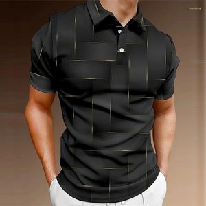 Polos Homme Mode Polo - Géométrique Impression 3D Couleur unie Style minimaliste Manches Courtes Décontracté Respirant