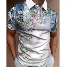 Polos pour hommes Mode Polo T-Shirt 3d Floral Imprimé Vêtements de haute qualité Chemises amples surdimensionnées Rue Casual Manches courtes Tops