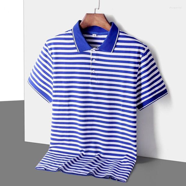 Polos pour hommes Mode Sailor Polos rayés Coton Telnyashka Manches courtes Mens Stripe T-shirt Breton Top