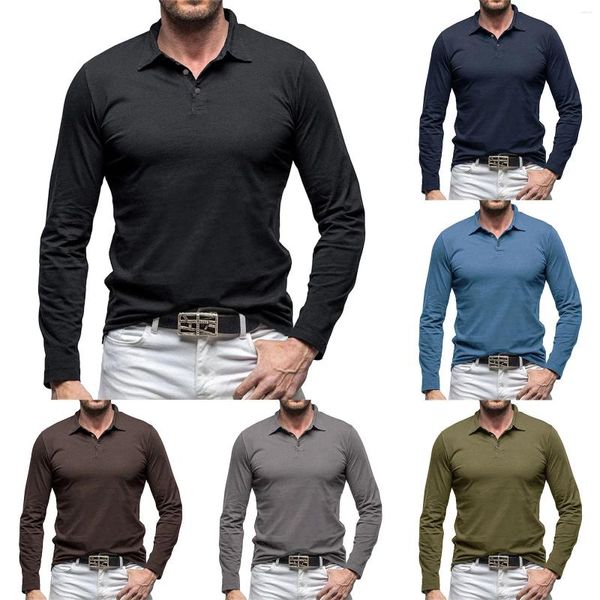Polos pour hommes Mode Printemps et Automne Casual Bouton à manches longues Solide Extra Large Hommes Court Gommage Vestes Pack de T-shirts