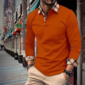 Polos pour hommes Mode Printemps Polo T-shirt à manches longues Casual Col à carreaux Design Haut de gamme