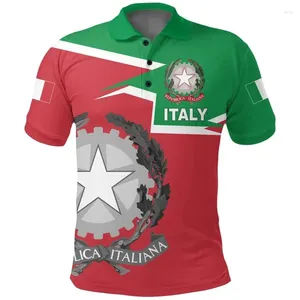 Polos de hombre moda verano 3D bandera nacional de Italia impresión Polo camisa emblema escudo de armas camisas gráficas hombres ropa Vintage