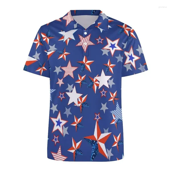 Polos de Polos Fashion USA Polo Polo Polo For Men 3D Print Clans à manches courtes T-shirt Street Summer Bouton T-shirts Loose