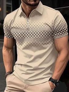 Polos pour hommes T-shirt 3D Polo à fermeture éclair à manches à manches courtes décontractées pour hommes Mesure européenne Q240509