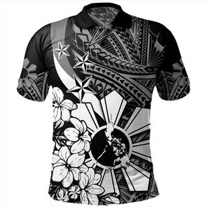 Heren PoloS Filipijnse heren Polo Shirt Hawaii Polynesia 3D Gedrukte kraag korte mouwen oversized T-shirt Q240508