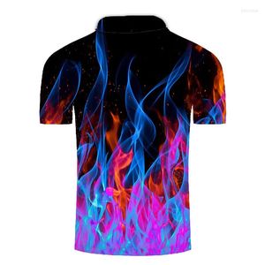 Polo's voor heren vlam plus maat xxs-5xl polo shirt hoogwaardige 3D geprinte mannen korte mouwen merken zomerherende heren shirts