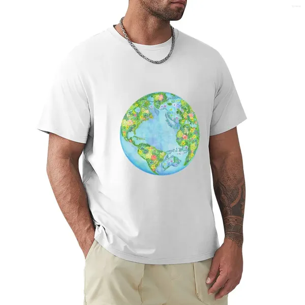 Polos para hombre, camiseta Floral Earth, camisetas personalizadas, diseña tu propia camiseta de edición de ropa Vintage, paquete personalizado para hombre