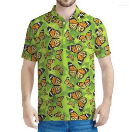 Polos pour hommes Flower Butterfly 3D Polo Polo pour hommes manches courtes d'été T-shirt insectif