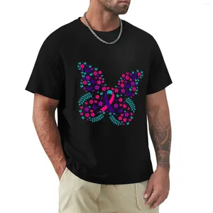 Polos pour hommes Fleur Papillon Ruban de sensibilisation au cancer de la thyroïde T-shirt Édition Kawaii Vêtements Mignon Fruit du métier à tisser Hommes T-shirts