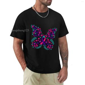 Polos Flower Flowerfly Thyroïde Cancer Conscience Ribbon T-shirt Édition kawaii Vêtements Cute Fruit of the Loom Mens T-Shirts Goddess456