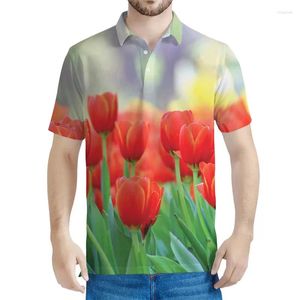 Polos Flower Flower Tulilip Polo Polo Men 3D Imprimer Floral Côtes courtes décontractées Bouton de rue Shirt Femmes T-SUVERSE TEES