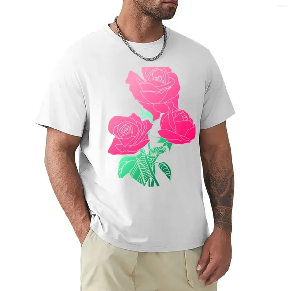 Fleurs de polos masculines - T-shirt rose rose t-shirts mignons tops chemisier homme homme t-shirt graphique