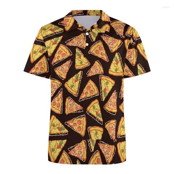 Polos pour hommes pizza burger 3D Polo Polo pour hommes Digne Donut Graphiques Graphiques courtes Bouton T-shirt Shirts surdimensionnés