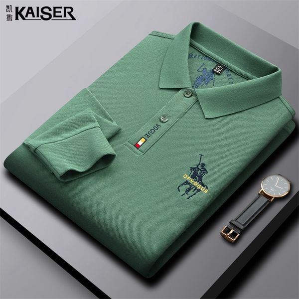 Polos para hombres para hombres Otoño Tenis Fit Bordado Algodón Manga larga Moda Casual Camisa de negocios Polo Homme 220907