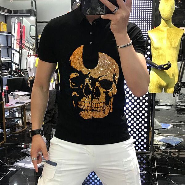 Polos masculins Four Seasons Hingestone Homme respirant des hommes Skull Mod￨le ￠ manches courtes Graft Stretch Reflective Stretch