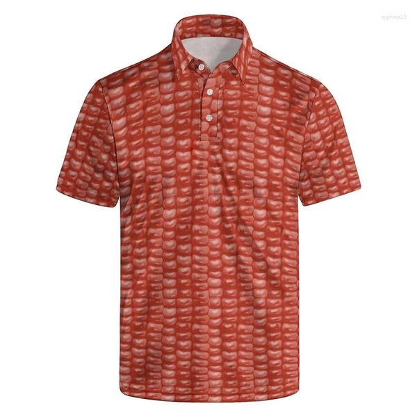 Polos para Hombre Frutas Polo De Piña Y Plátano Impreso En 3D Hombres Verano Gráfico De Maíz Mangas Cortas Solapa Suelta Camisetas Tops Camisetas con Botones Informales