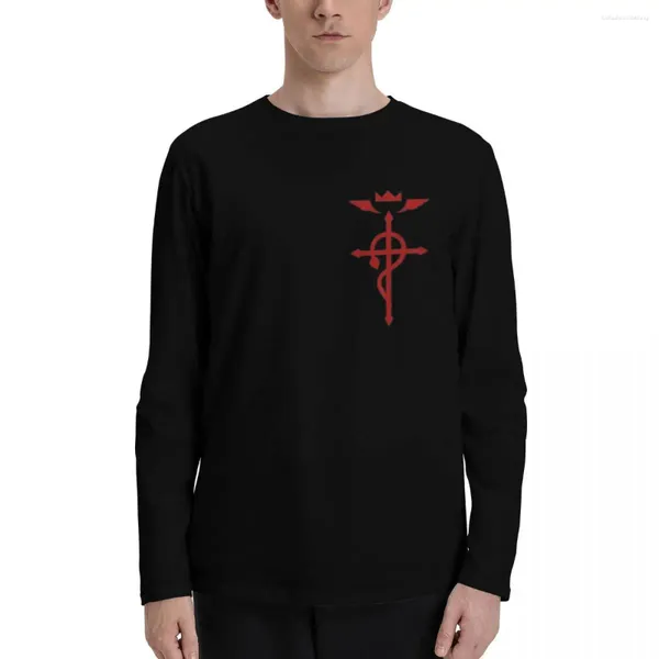 Polos para hombre Fullmetal Alchemist - Flamel Insignia (rojo) Camisetas de manga larga Camisetas de talla grande Tops para hombres grandes y altos
