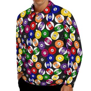 Polos pour hommes Fun Ball Print Polos décontractés Chemises de billard à carreaux T-shirts à manches longues Chemise personnalisée Printemps Nouveauté Tops surdimensionnés Idée cadeau 230711