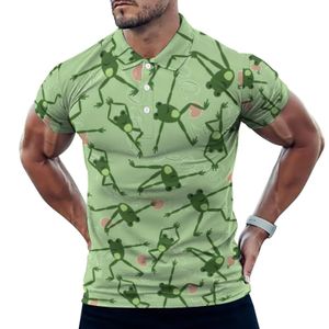 Polos para hombres Funny Frog Doing Yoga Camisetas casuales Cute Green Forgs Design Polo Shirt Hombre Y2K Shirt Summer manga corta ropa gráfica 230617