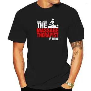 Polos masculins drôles Keep Calm Massage thérapeute T-shirt Men Black Tops Tee Letter Vêtements Formal Occupation T-shirt Slim Fit Summer