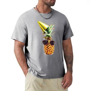 Polos divertidos de piña con gafas de sol para hombre, camiseta de manga larga de Anime para hombre