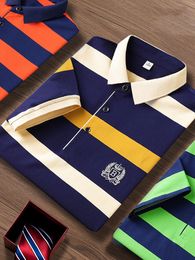 Polos pour hommes GAAJ Polo à rayures Hommes Business Cotton Brand PoloShirt Summer Casual Shirts Classic Brodé Dress Tops Fashion Social Tees 230710