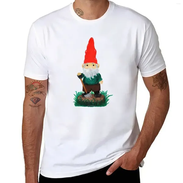 Polos pour hommes Gnome de jardin - T-shirt de peinture à l'huile mignon T-shirts graphiques T-shirts graphiques T-shirt hauts courts surdimensionnés pour hommes