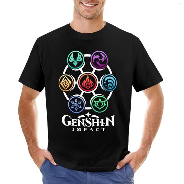 Polos pour hommes Genshin Impact Elements Design T-Shirt Chemise à imprimé animal pour garçons Vêtements vintage T-shirts Hommes