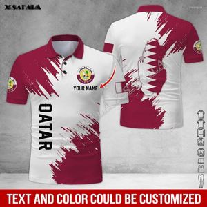 Heren Polo's Gift Qatar Midden-Oosten Vlag Kaart Aangepast Embleem 3D Print Polo Shirt Kraag Casual T-shirt Heren Korte mouw Ademend