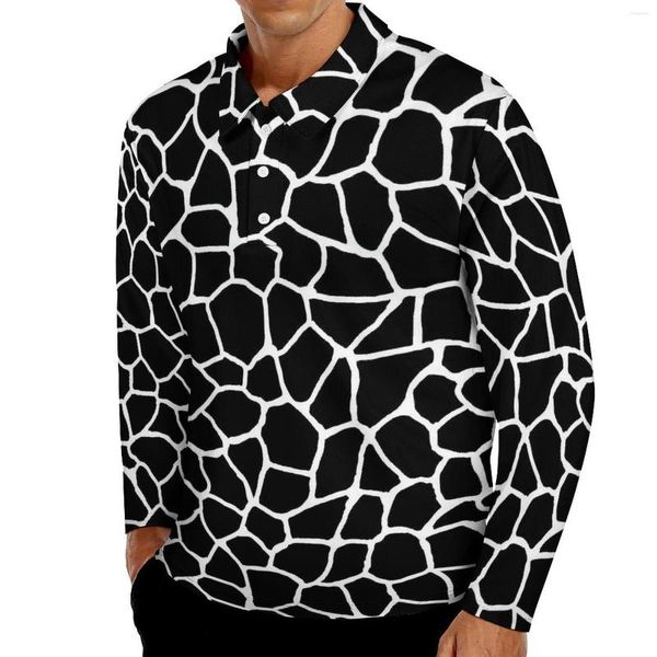 Polos Girafe Polo décontracté Polo T-shirts Animaux en noir et blanc