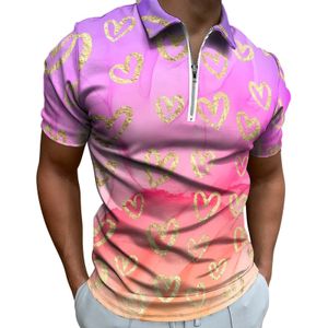 Polos pour hommes Gold Hearts Casual T-shirts Violet Rose Tie Dye Print Polo Shirt Y2K Shirt Date Manches Courtes Design Vêtements Grande Taille 230617