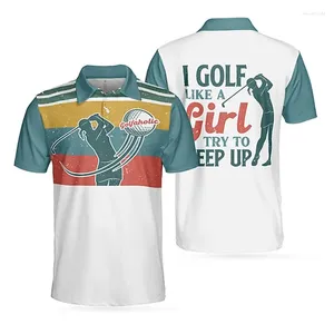 Polo's voor heren Golfpolo's Oversized man-revers 3D-print Korte mouw Tops Vakantie mannelijk knop T-shirt Casual sportkleding