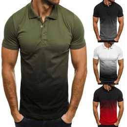 Polo's van herengradiënt geprinte man blouses shirt shirt shirt short mouw down collar heren tops zomer knop mannelijk d30