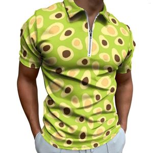 Polo's groene avocado casual t-shirts van heren schattige fruitprint polo shirts zipper mode shirt man patroon tops groot formaat