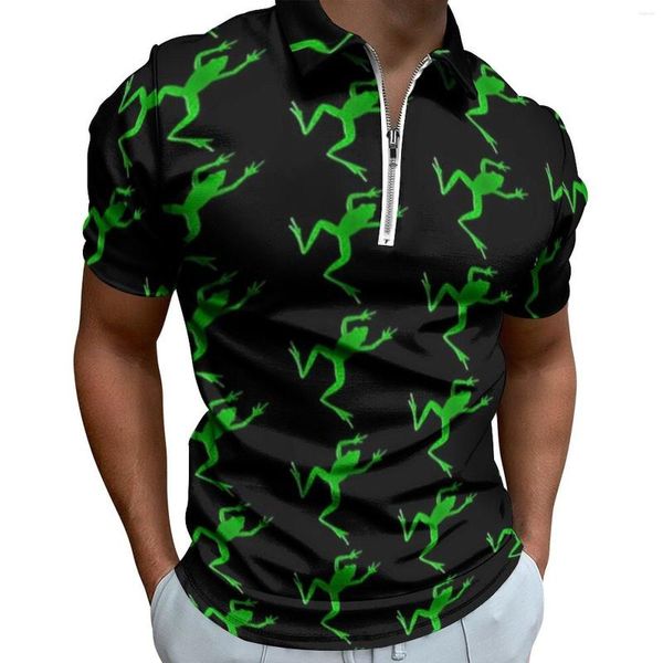 Polos para hombre, camisetas informales con estampado de rana verde, polos de animales para saltar, camisa Retro, camisetas estampadas de manga corta de verano 4XL 5XL 6XL